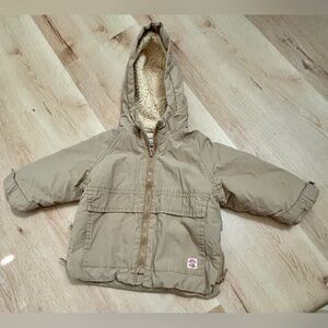 Zara Baby Tan Hooded Jacket with Sherpa Lining